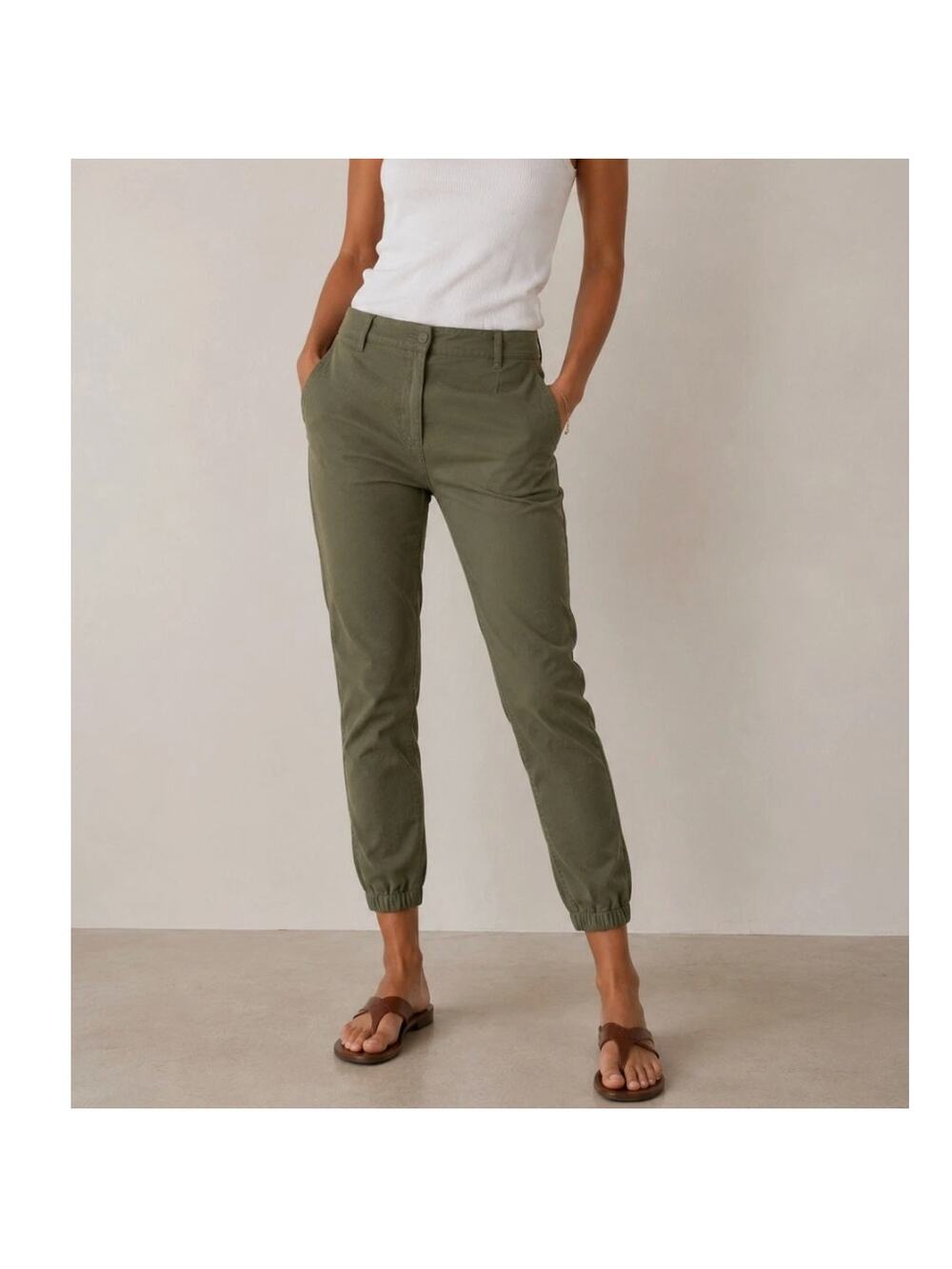 Nili Lotan 2 French $380 Military Cargo Pants Stretch Cotton Cropped Army Green